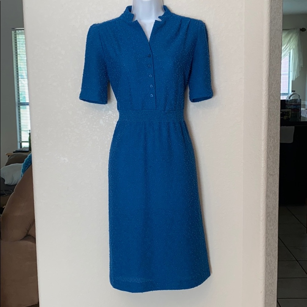 Vintage Leslie Fay teal sweater dress